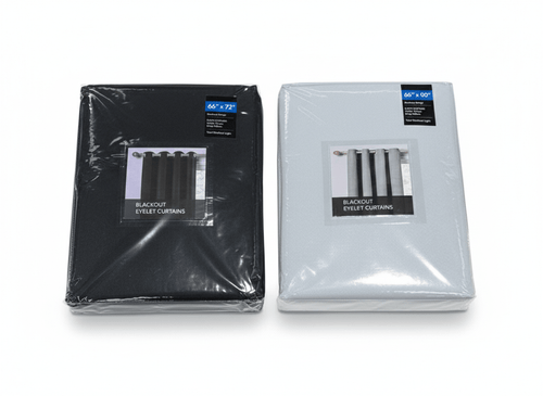 Blackout Eyelet Curtains Black/Silver