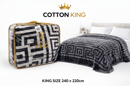 Enhanced Cotton King Plush Embossed Blanket