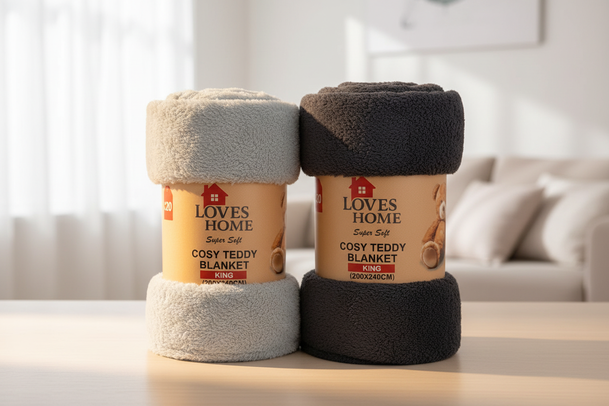 Grey and charcoal cosy teddy blankets