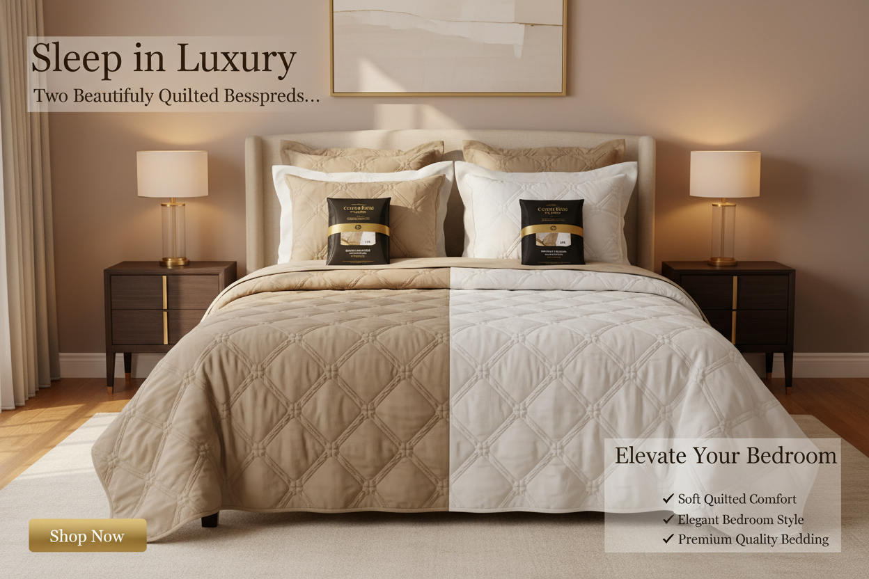 Cotton King quilted bedspread luxury hero image
